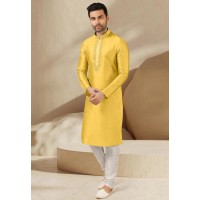 Yellow Dupion Silk Kurta Pajama 279705