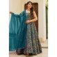 Teal Silk Readymade Long Anarkali Suit 306176
