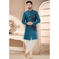 Teal Silk Dhoti Sherwani285787