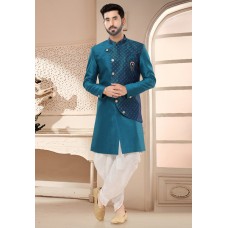 Teal Silk Dhoti Sherwani285787