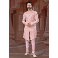 Pink Jacquard Indo Western Sherwani 282249