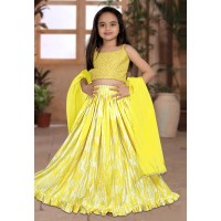 Yellow Silk Kids Lehenga Choli 266413