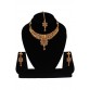Golden Alloy Necklace Set With Earrings and Maang Tikka 257306
