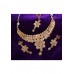 Golden Alloy Necklace Set With Earrings and Maang Tikka 257306 Golden Alloy Necklace Set With Earrings and Maang Tikka 257306