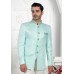 Sea Green Jacquard Silk Bandhgala Jacket 280371
