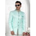 Sea Green Jacquard Silk Bandhgala Jacket 280371