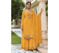 Mustard Georgette Sharara Suit 270429