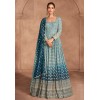 Sky Blue Georgette Embroidered Long Anarkali Suit 307572