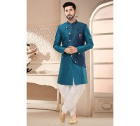 Teal Silk Dhoti Sherwani285787