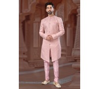 Pink Jacquard Indo Western Sherwani 282249